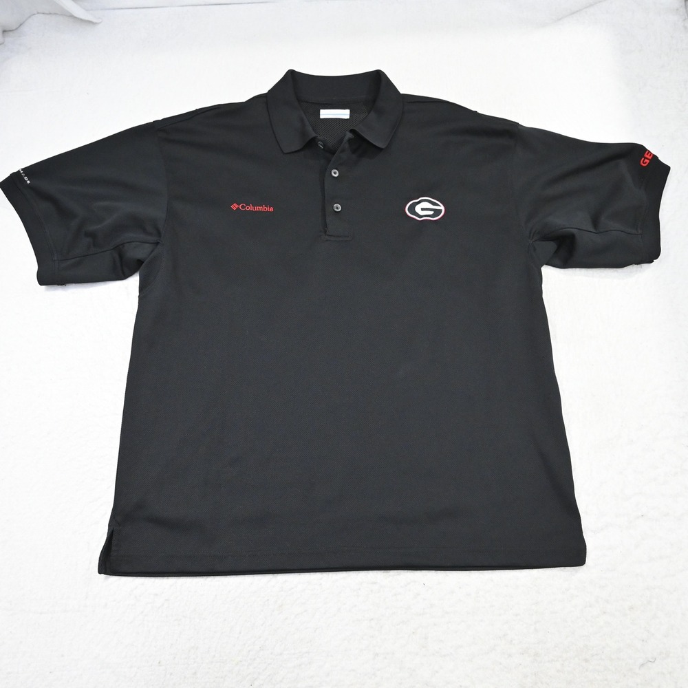 Columbia Polo Mens Large Black Georgia Bulldogs PFG Vented Performance Fishing - Picture 8 of 16